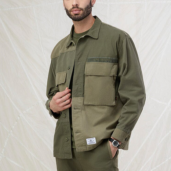 Куртка-рубашка Alpha Industries Mixed Media Shirt Jacket  SS23 от Alpha Industries в интернет магазине www.traektoria.ru - 2 фото