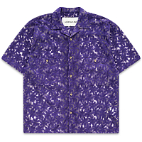Andersson Bell Flower Sheer Open Collar Shirts Lilac