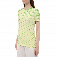 Proenza Schouler White Label TIE DYE Stretch Jersey Tshirt OLIVE GREEN/PALE YELLOW