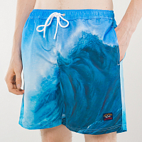 Paul & Shark Swimming Trunks Wave Print BLUE