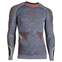 UYN MAN Ambityon  UW Shirt Lg_sl. Melange B616 BLACK MELANGE/ORANGE/YELLOW