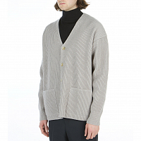 AURALEE Super Fine Wool RIB Knit BIG Cardigan TOP GRAY BEIGE