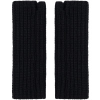 HYKE Ribbed Fingerless Gloves BLACK