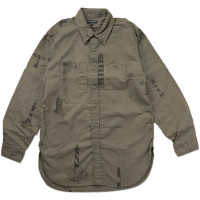 Engineered Garments Work Shirt LH Printed Sanded Twill Olive