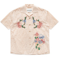 Andersson Bell Flower Mushroom Embroidery Open Collar Shirts ECRU