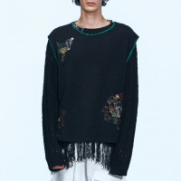Andersson Bell Mushman Embroidery Knit Vest BLACK