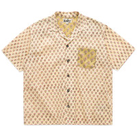 Karu Research Camp Shirt Hand Block Printed Fabric CREAM/GREEN