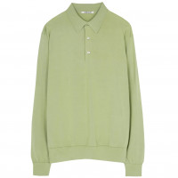 AURALEE Super High Gauge Washable Silk Knit Polo LIGHT GREEN