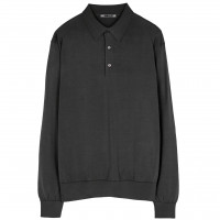 AURALEE Super High Gauge Washable Silk Knit Polo INK BLACK