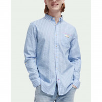 Scotch & Soda Double-face Stripe Shirt With Sleeve Roll-up BLUE/MULTI STRIPE