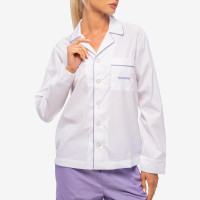 Sporty & Rich Serif Logo Pyjama Shirt White/Lilac