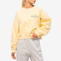 Sporty & Rich Script Logo Cropped Crewneck Almond/Black
