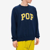 Pop Trading Company Arch Knitted Crewneck NAVY/CRESS GREEN