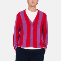 Stussy Stripe Brushed Cardigan PURPLE