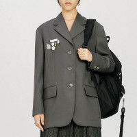 Song for the Mute 3 Button Oversized Blazer Charcoal