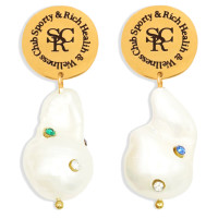Sporty & Rich Pearl Drop Earrings White