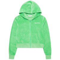 Sporty & Rich Italic Logo Embroidered ZIP Hoodie Verde/White